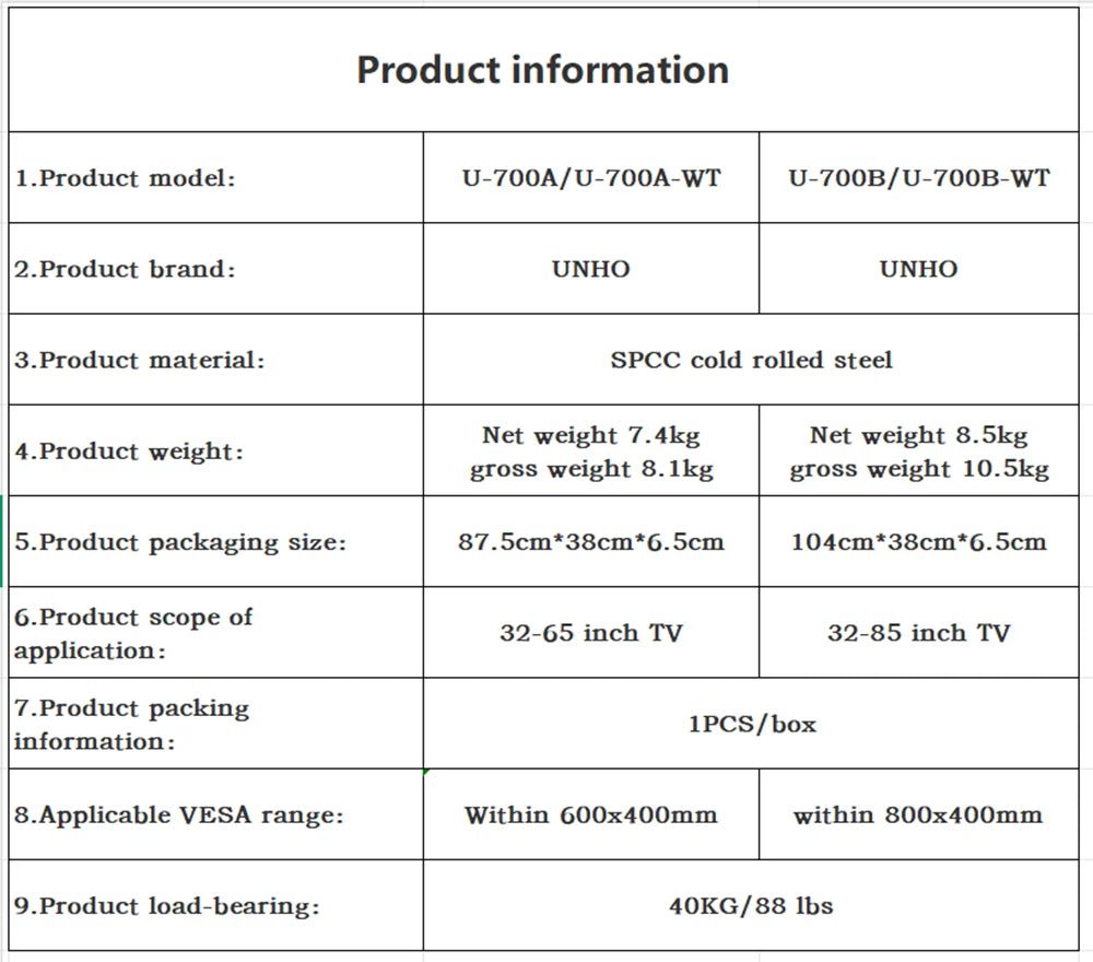Unho Height-Adjustable Mobile TV Stand for 32–85 Inch LED/LCD Screens No Wall Drilling, TV & Gaming Monitor Support, VESA 600 × 400 mm, Maximum Load 40 kg / 88 lbs - Apex DriverAccessoire de sim-racingApex Driver