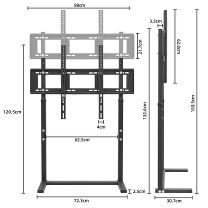 Unho Height-Adjustable Mobile TV Stand for 32–85 Inch LED/LCD Screens No Wall Drilling, TV & Gaming Monitor Support, VESA 600 × 400 mm, Maximum Load 40 kg / 88 lbs - Apex DriverAccessoire de sim-racingApex Driver