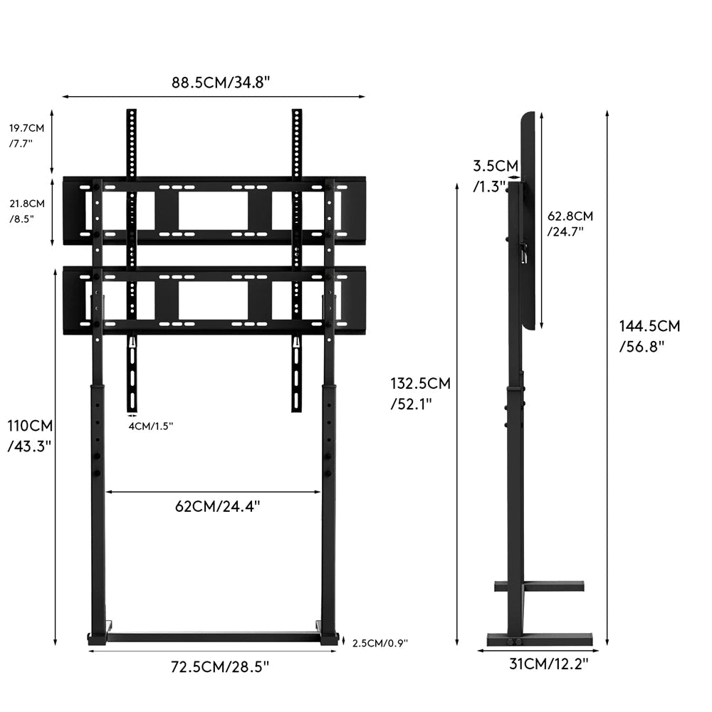 Unho Height-Adjustable Mobile TV Stand for 32–85 Inch LED/LCD Screens No Wall Drilling, TV & Gaming Monitor Support, VESA 600 × 400 mm, Maximum Load 40 kg / 88 lbs - Apex DriverAccessoire de sim-racingApex Driver