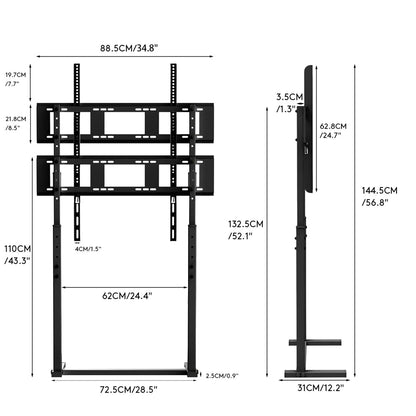 Unho Height-Adjustable Mobile TV Stand for 32–85 Inch LED/LCD Screens No Wall Drilling, TV & Gaming Monitor Support, VESA 600 × 400 mm, Maximum Load 40 kg / 88 lbs - Apex DriverAccessoire de sim-racingApex Driver