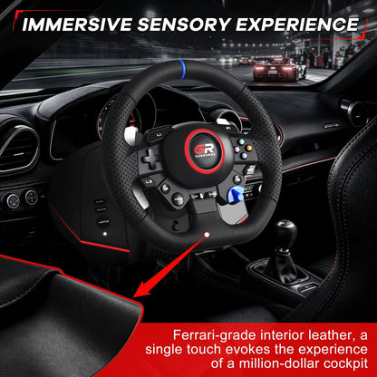 RGB Sim Racing Steering Wheel Set for PS5, PS4 & PC – 270°/900° Rotation, Vibration Feedback, Macro Buttons, 3 Hall Effect Pedals & Gear Shifter - Apex DriverAccessoire de sim-racingApex Driver