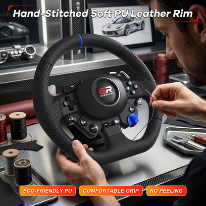 RGB Sim Racing Steering Wheel Set for PS5, PS4 & PC – 270°/900° Rotation, Vibration Feedback, Macro Buttons, 3 Hall Effect Pedals & Gear Shifter - Apex DriverAccessoire de sim-racingApex Driver