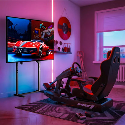 Unho Height-Adjustable Mobile TV Stand for 32–85 Inch LED/LCD Screens No Wall Drilling, TV & Gaming Monitor Support, VESA 600 × 400 mm, Maximum Load 40 kg / 88 lbs - Apex DriverAccessoire de sim-racingApex Driver