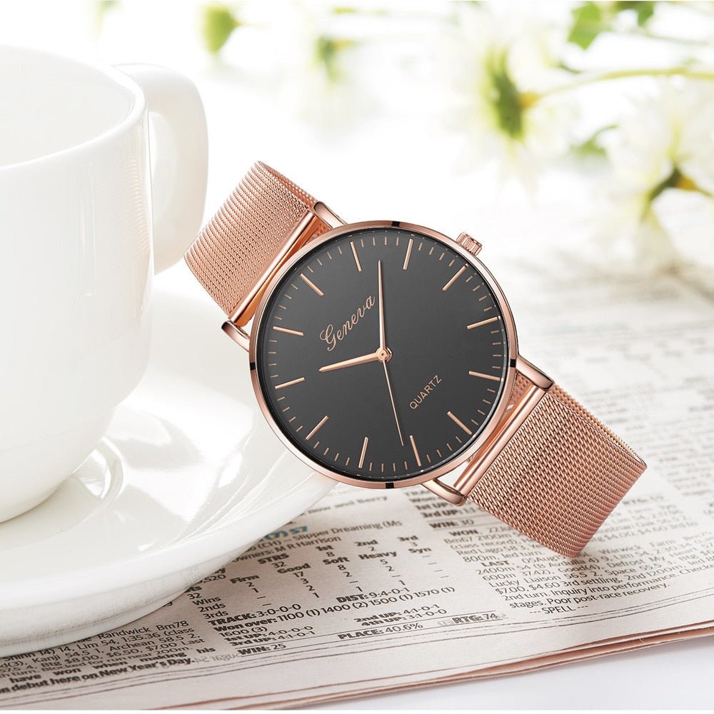 Fashion Casual Watches Womens Men GENEVA Womens Classic Quartz Stainless Steel Wrist Watch Bracelet Watches - Apex DriverWatchApexDrive