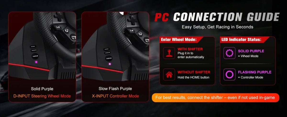 RGB Sim Racing Steering Wheel Set for PS5, PS4 & PC – 270°/900° Rotation, Vibration Feedback, Macro Buttons, 3 Hall Effect Pedals & Gear Shifter - Apex DriverAccessoire de sim-racingApex Driver
